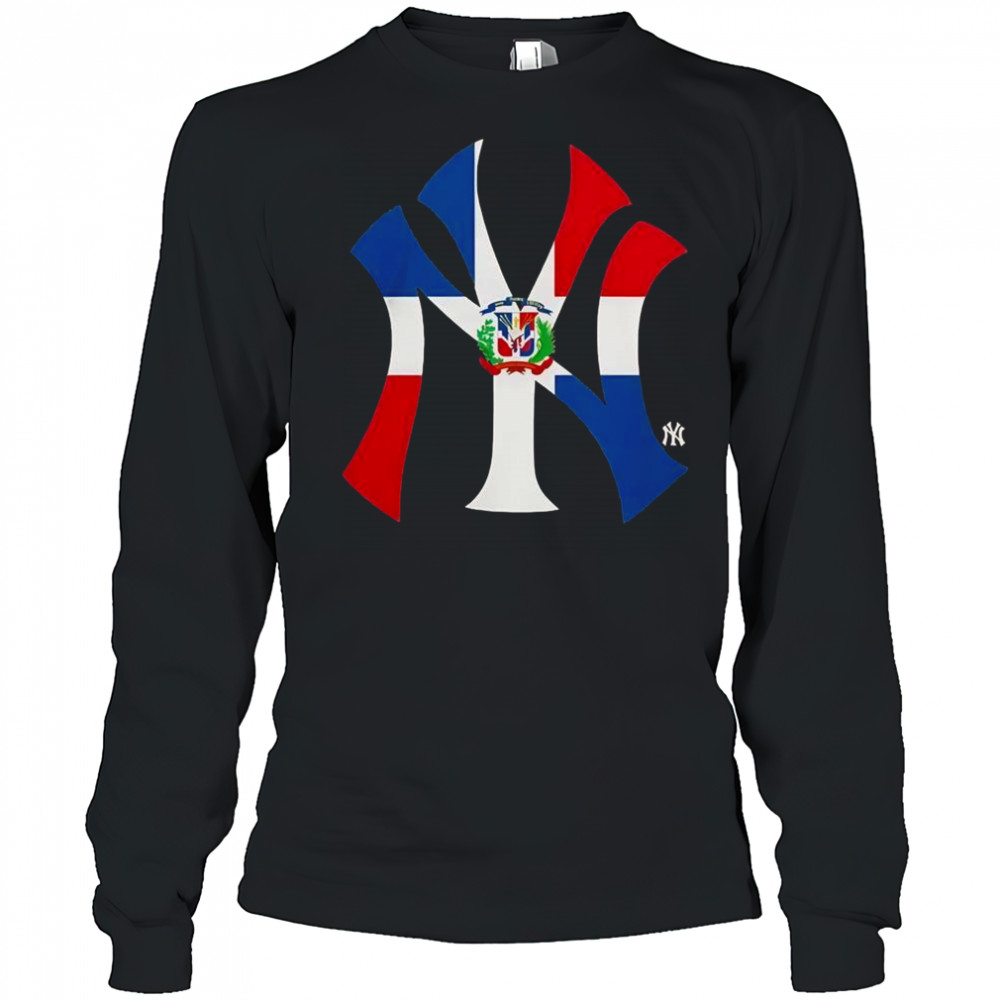 New York Yankees Dominican Republic Flag Logo T-Shirt Long Sleeved