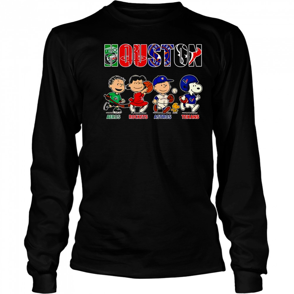 Peanuts Houston Aeros Rockets Astros Texans shirt Long Sleeved