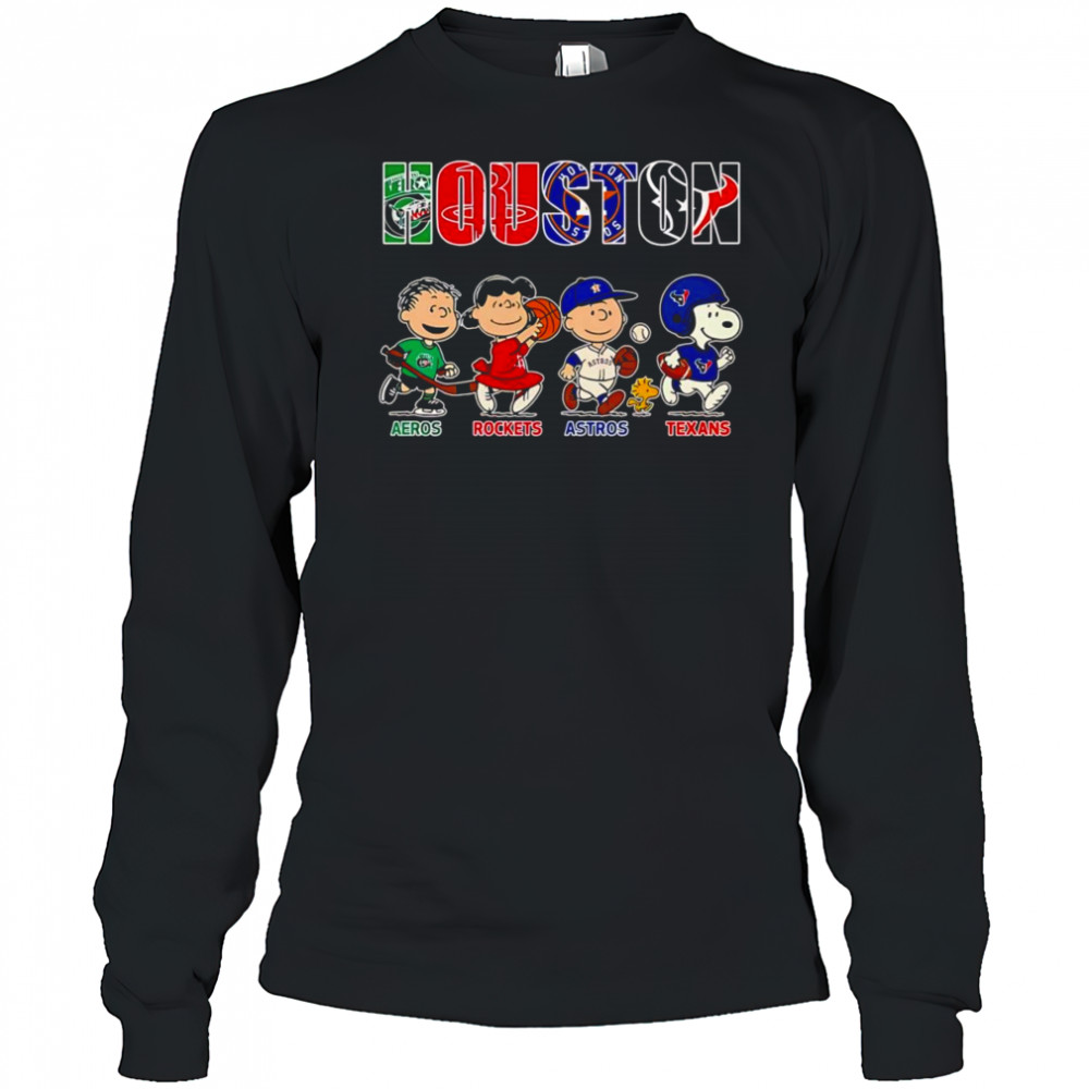 Peanuts Houston Aeros Rockets Astros Texans shirt Long Sleeved