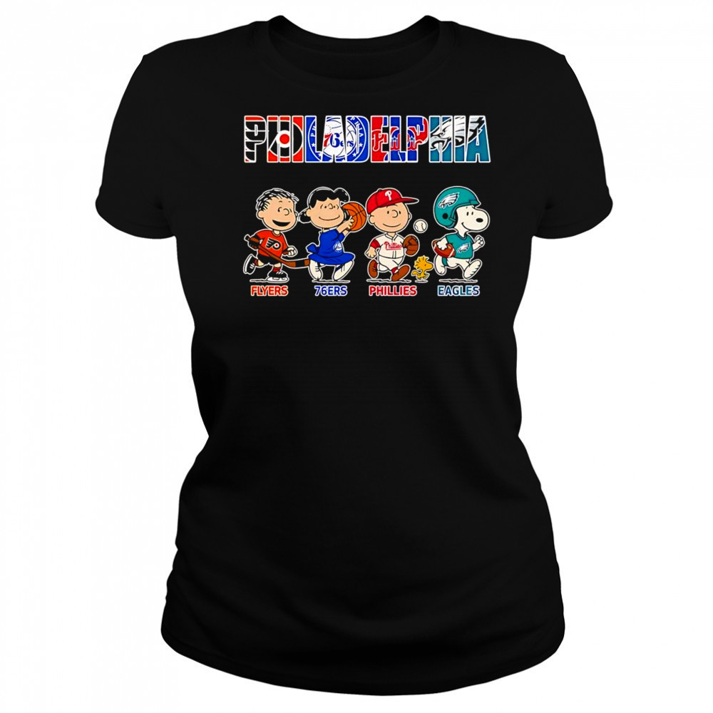 Peanuts Philadelphia Flyers 76ers Phillies Eagles shirt Women's T-shirt