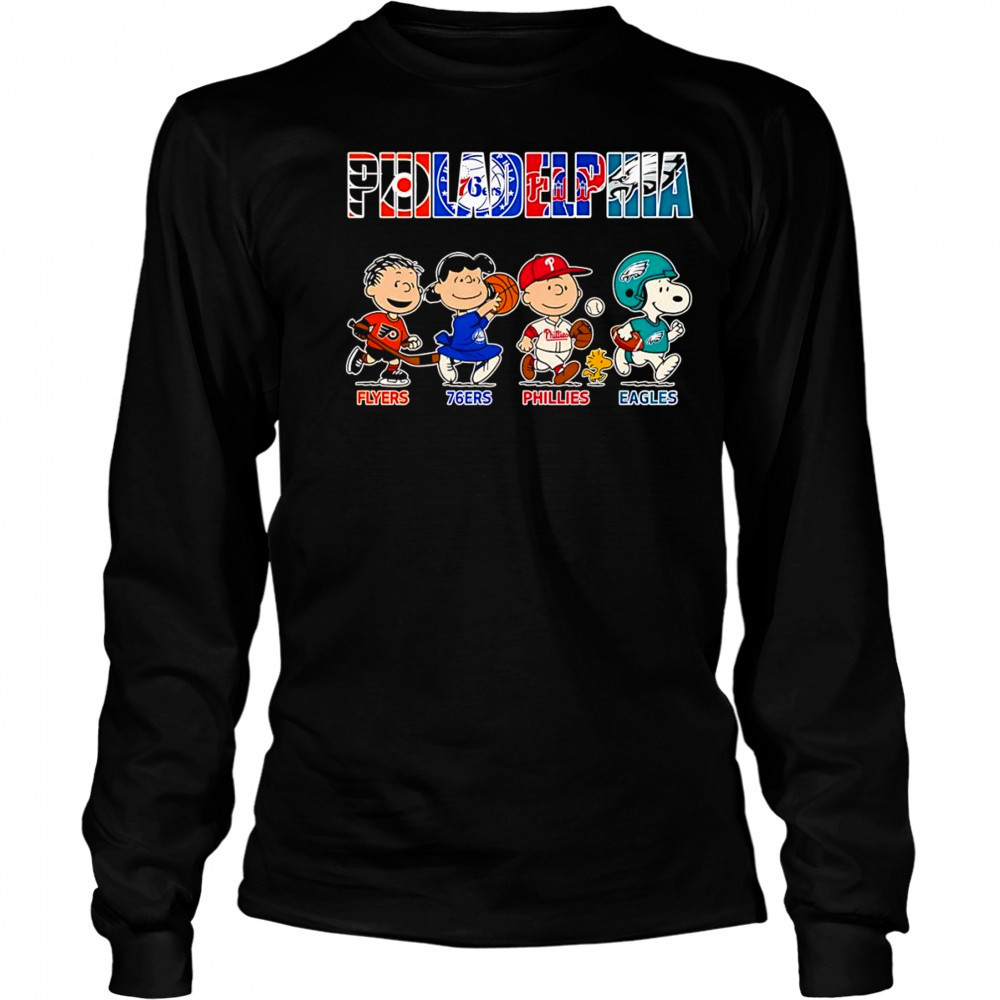 Peanuts Philadelphia Flyers 76ers Phillies Eagles shirt Long Sleeved