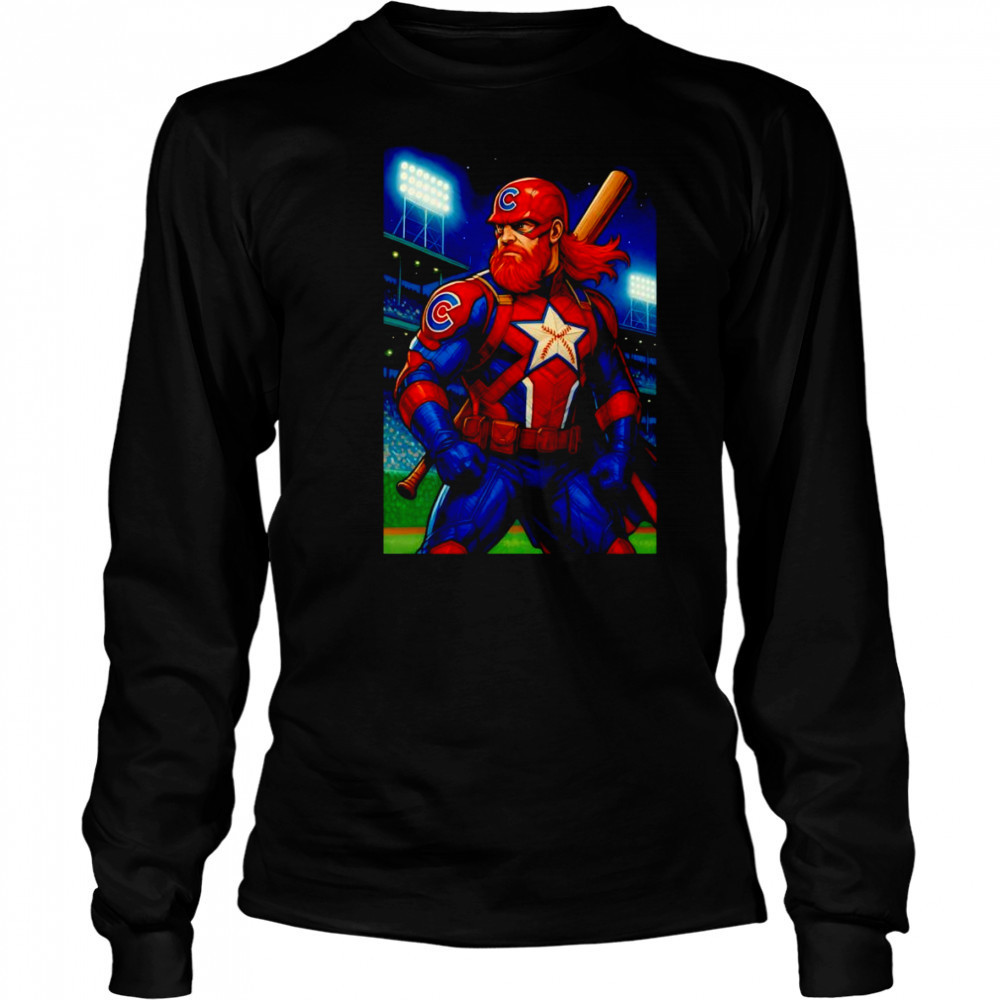 Red Guardian Chicago Cubs baseball shirt Long Sleeved