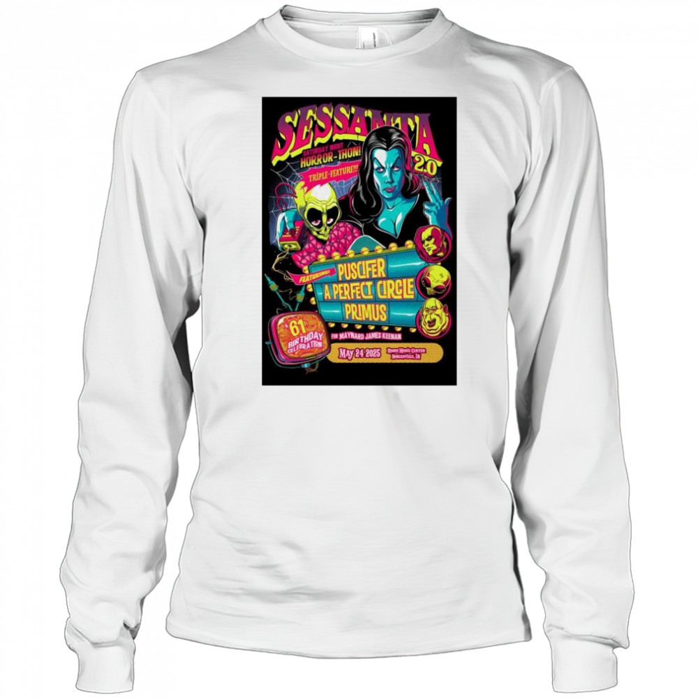 Sessanta V 2.0 Primus Puscifer & A Perfect Circle Ruoff Music Center Noblesville Indiana May 24 2025 t-shirt Long Sleeved