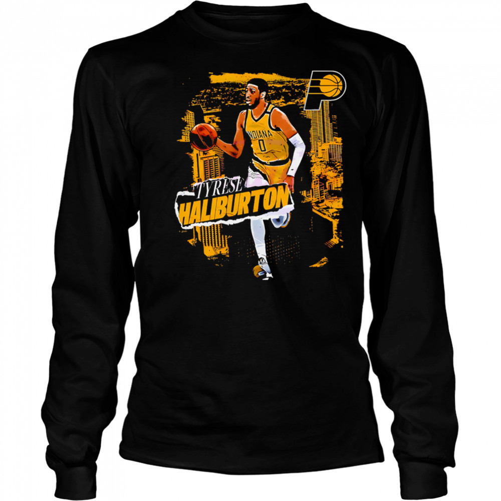 Tyrese Haliburton Indiana Pacers Basketball City Skyline shirt Long Sleeved