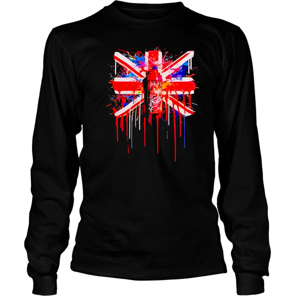 Union Jack Graphic spray paint shirt Long Sleeved