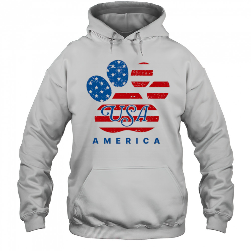 USA America dog footprints shirt Hoodie