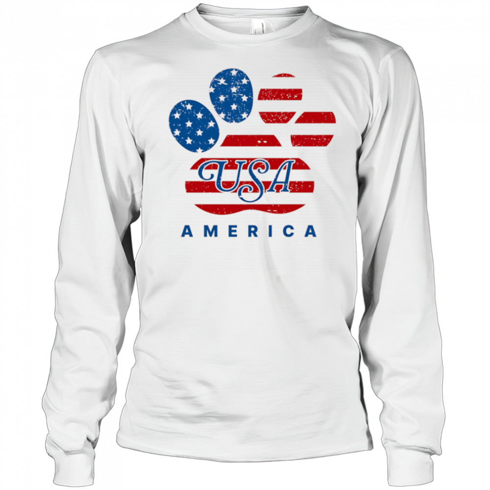 USA America dog footprints shirt Long Sleeved