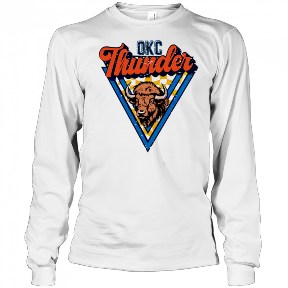 Vintage Oklahoma City Thunder Retro Bison Triangle Basketball shirt Long Sleeved