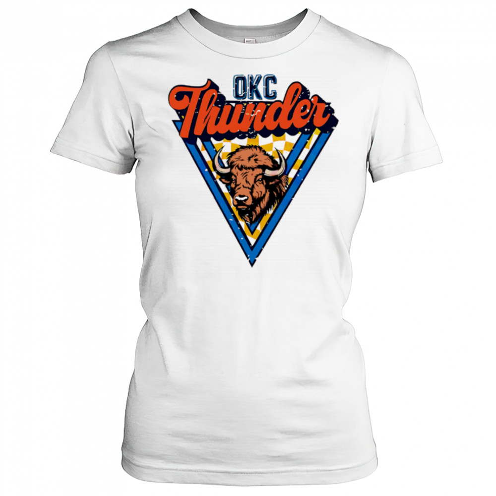 Vintage Oklahoma City Thunder Retro Bison Triangle Basketball shirt Women's T-shirt