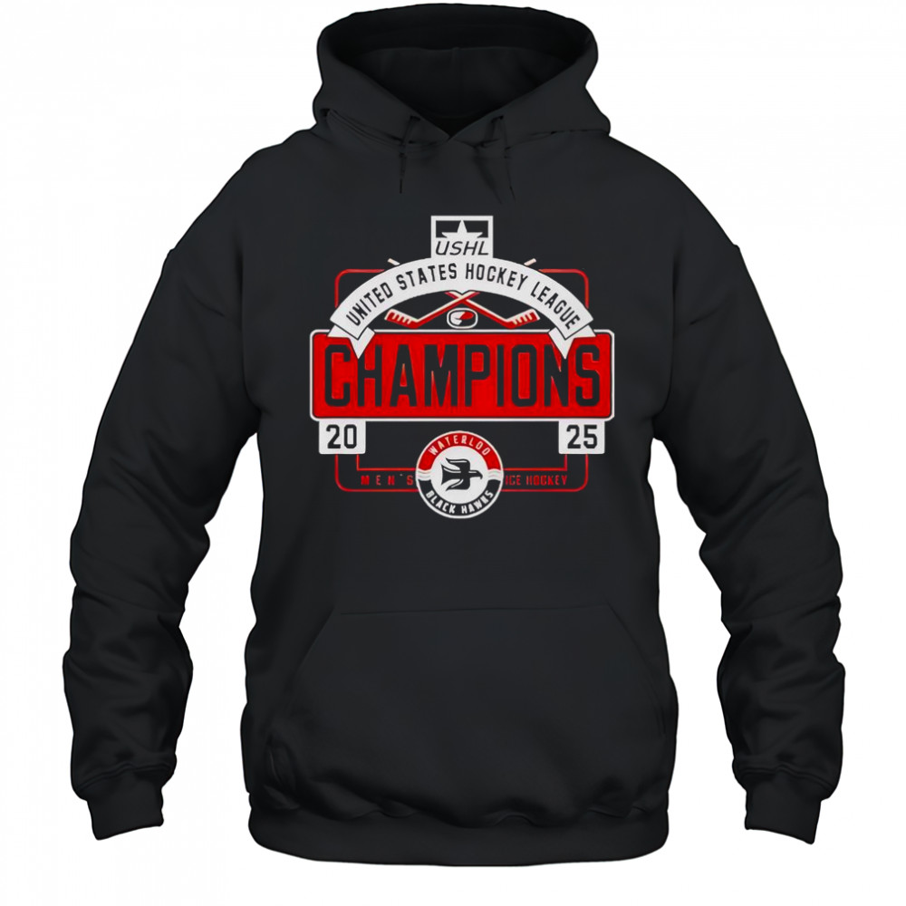 Waterloo Black Hawks USHL Champions Men’s Ice Hockey 2025 T-Shirt Hoodie