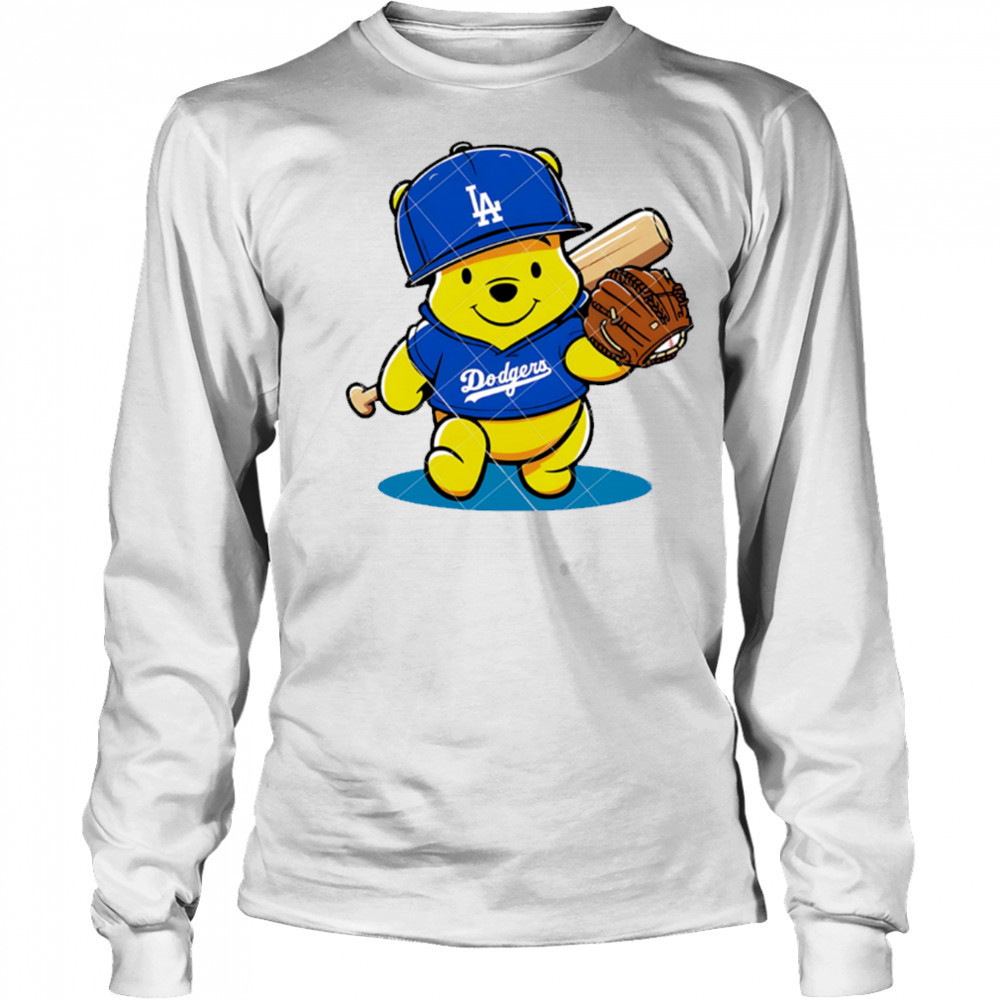 Winnie The Pooh LA Dodgers Pooh Dodgers Baseball shirt Long Sleeved
