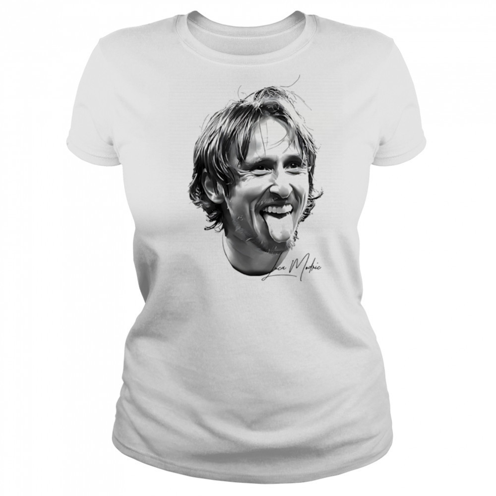 Big Head Luka Modric Real Madrid signature black white shirt Women's T-shirt
