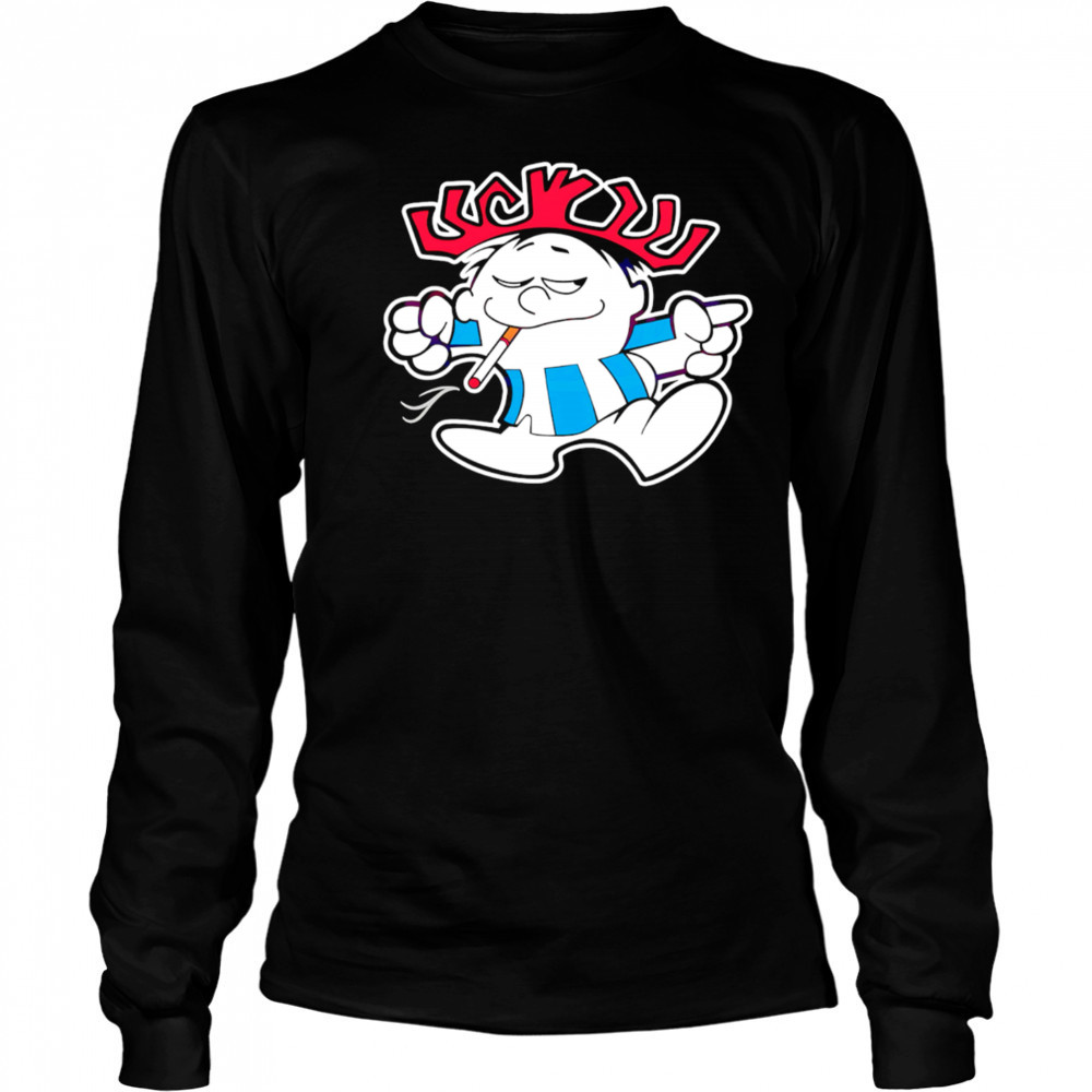 Cool Punch Mascot Smoking Meme Retro Cartoon shirt Long Sleeved