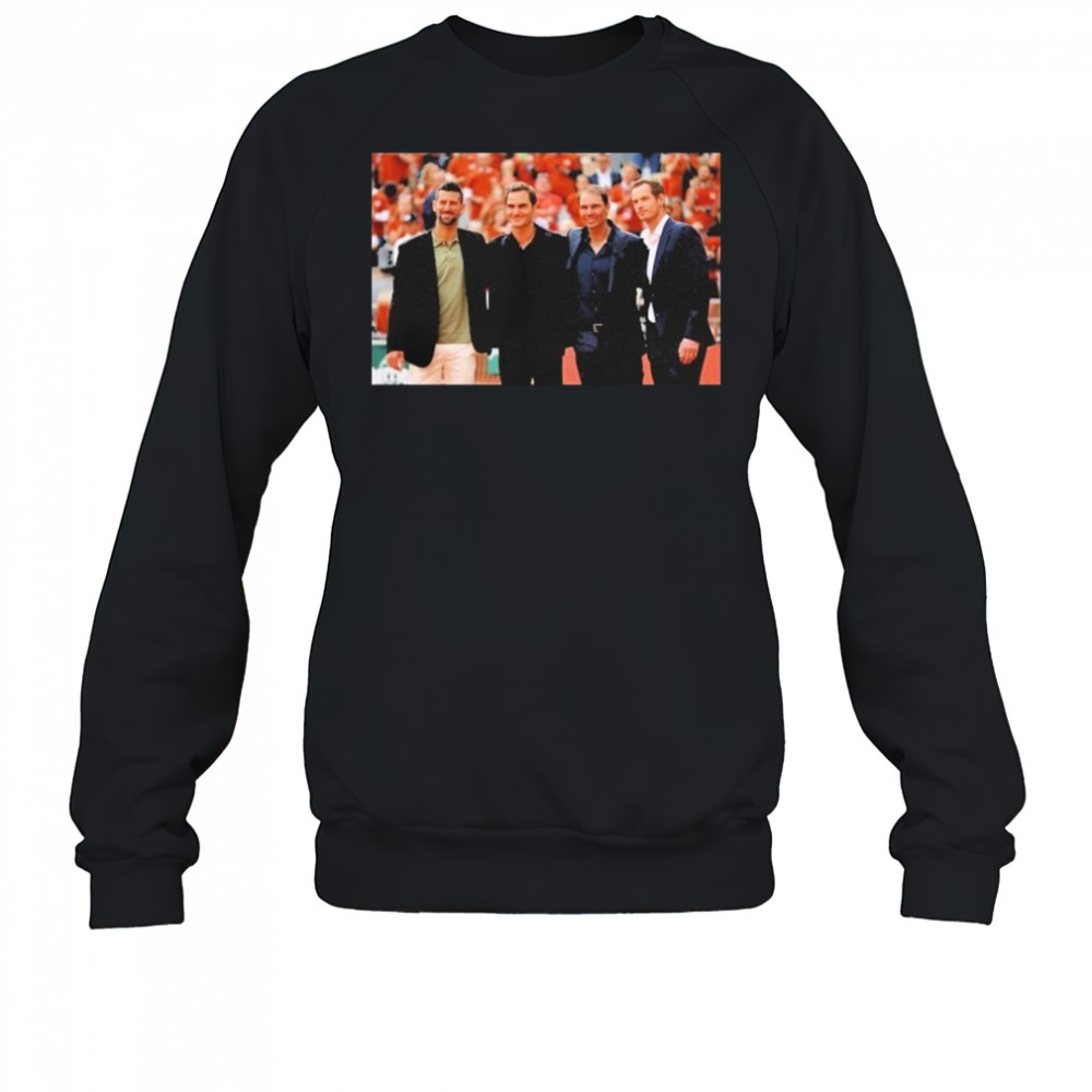 Four Tennis Legends Djokovic Federer Murray Nadal At Rafa Roland Garros Tribute Wall shirt Sweatshirt