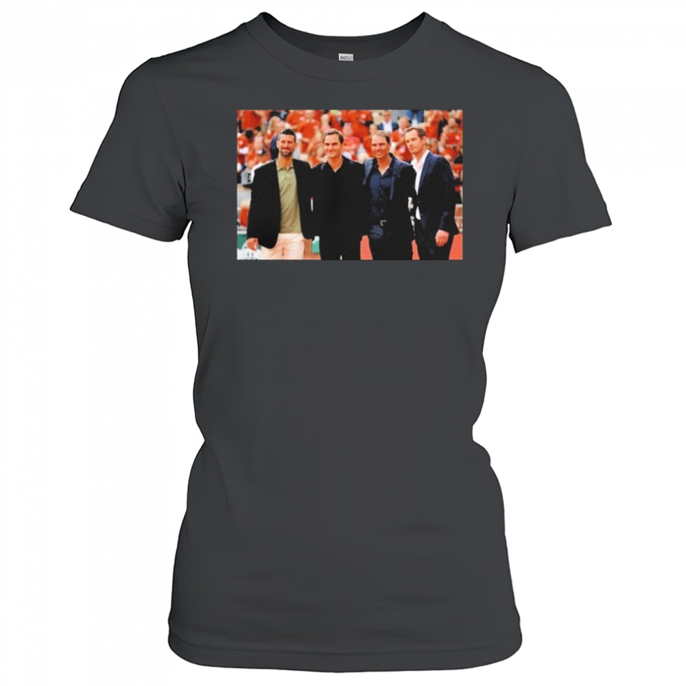 Four Tennis Legends Djokovic Federer Murray Nadal At Rafa Roland Garros Tribute Wall shirt Women's T-shirt