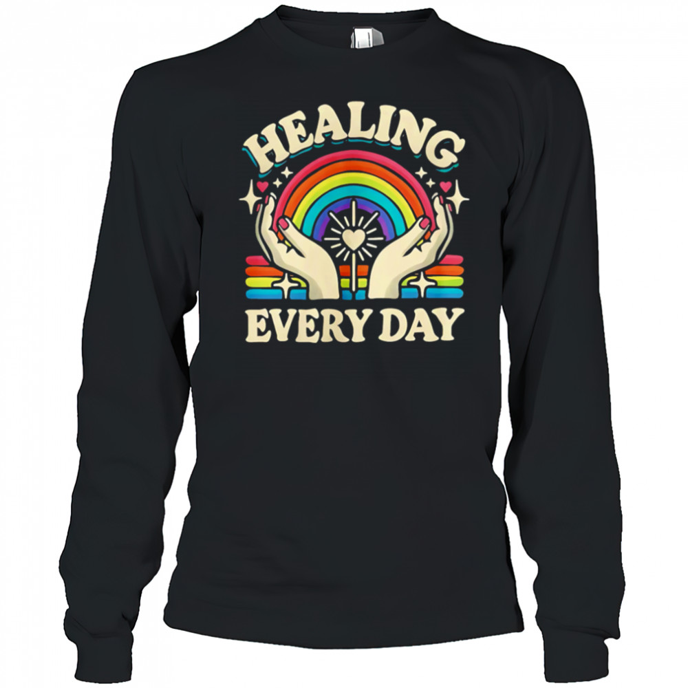 Healing Every Day rainbow vintage shirt Long Sleeved