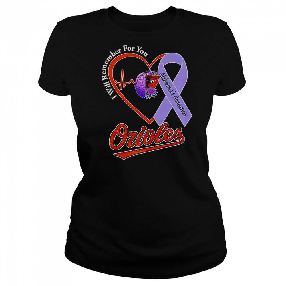 I Will Remember For You Alzheimer’s Awareness Baltimore Orioles T-Shirt Women's T-shirt