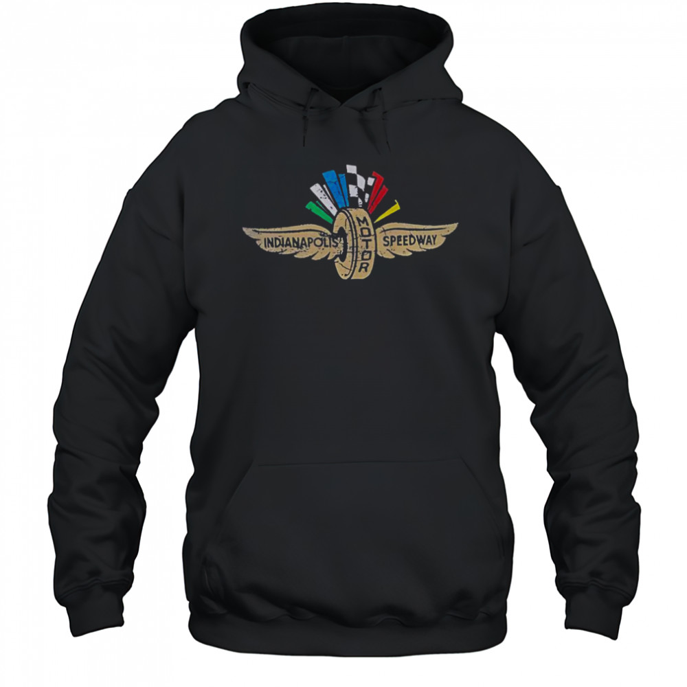 Indianapolis Motor Speedway Wing Wheel Flag Logo T-Shirt Hoodie