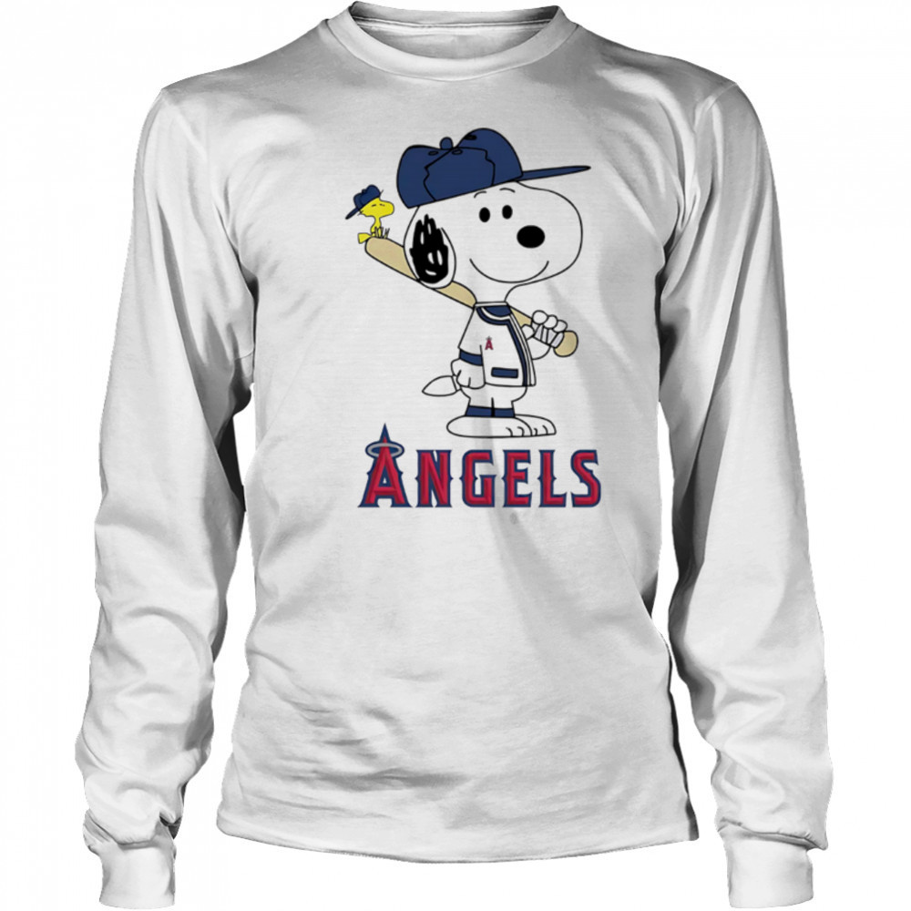 Los Angeles Angels Snoopy Baseball funny cartoon shirt Long Sleeved
