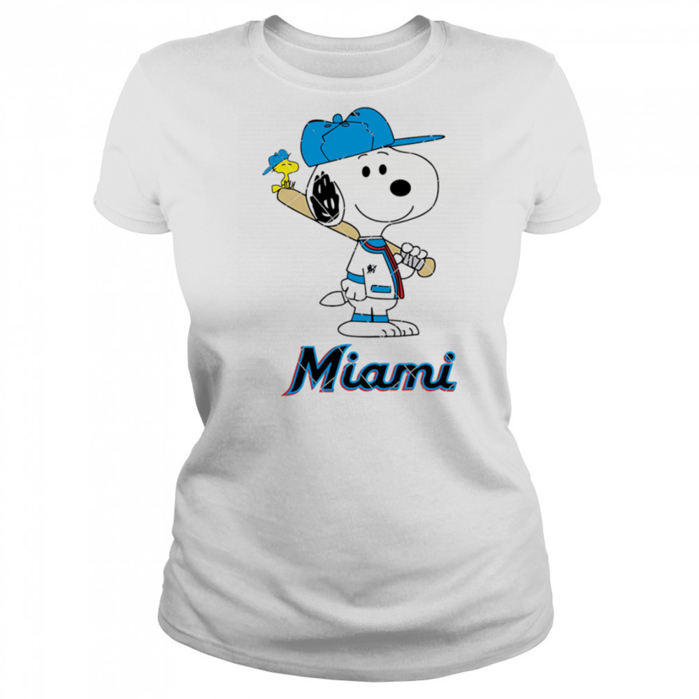 Miami Marlins Snoopy Baseball funny cartoon shirt Women's T-shirt
