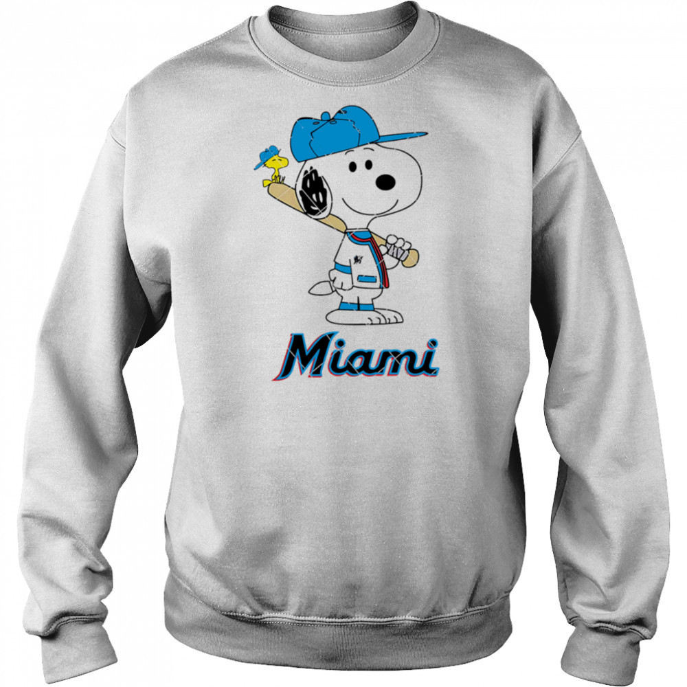 Miami Marlins Snoopy Baseball funny cartoon shirt Hoodie