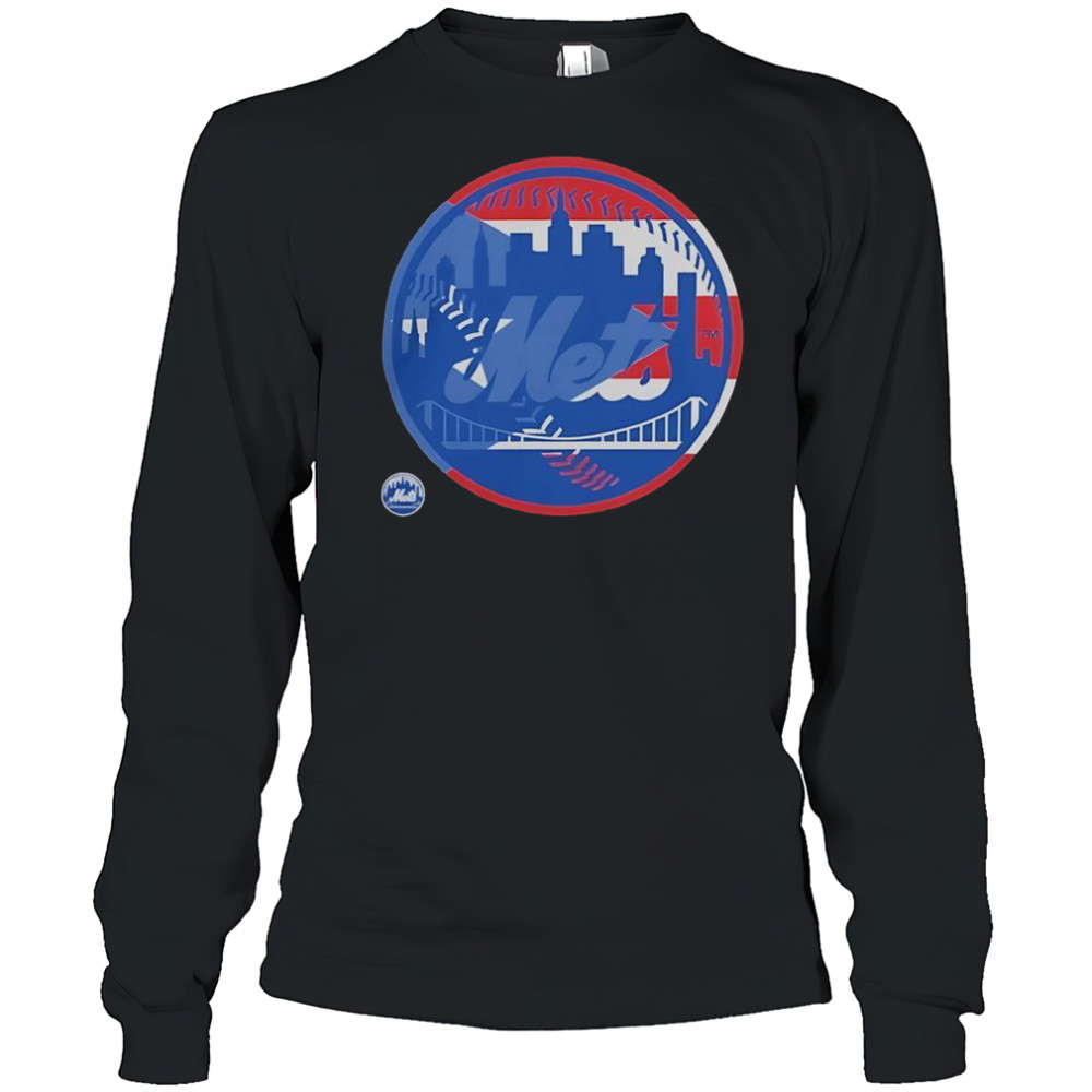 New York Mets Puerto Rican Flag Logo T-Shirt Long Sleeved
