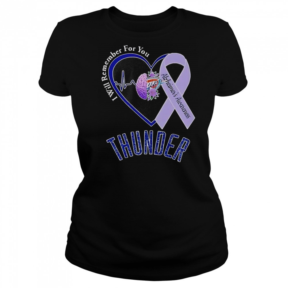 OKC Thunder I Will Remember For You Alzheimer’s Awareness Ribbon T-Shirt Women's T-shirt