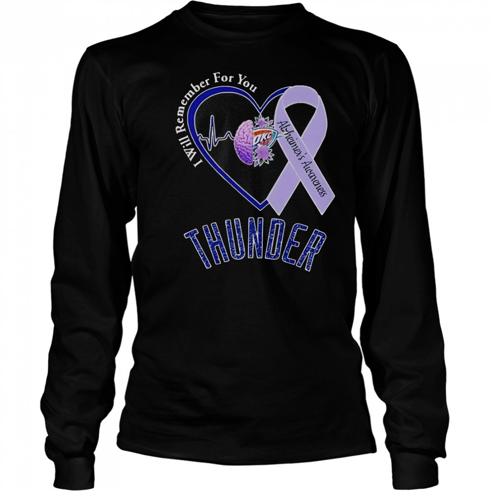 OKC Thunder I Will Remember For You Alzheimer’s Awareness Ribbon T-Shirt Long Sleeved