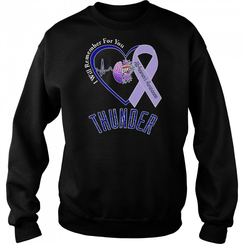 OKC Thunder I Will Remember For You Alzheimer’s Awareness Ribbon T-Shirt Hoodie