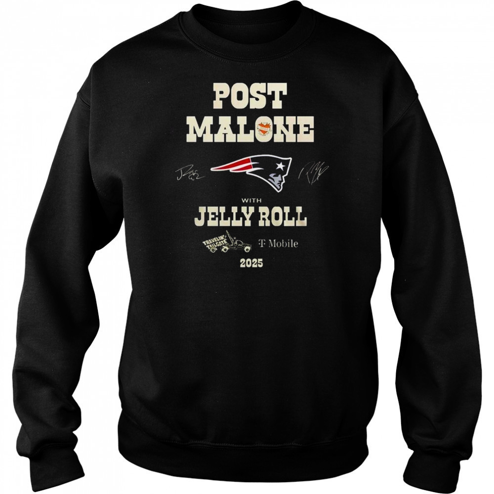 Post Malone With Jelly Roll Big Ass Stadium Tour 2025 New England Patriots Shirt Hoodie