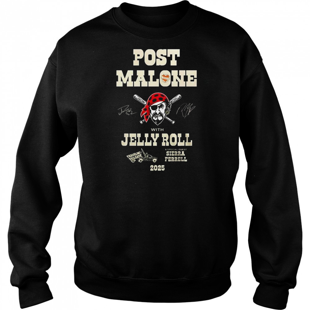 Post Malone With Jelly Roll Big Ass Stadium Tour 2025 Pittsburgh Pirates Shirt Hoodie