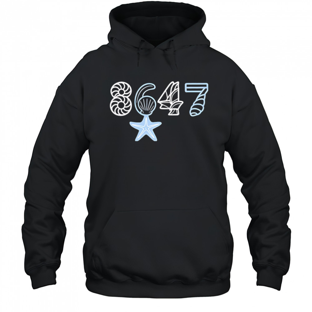 Retro 8647 Starfish Seashells Print shirt Hoodie