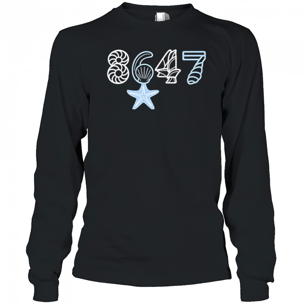 Retro 8647 Starfish Seashells Print shirt Long Sleeved