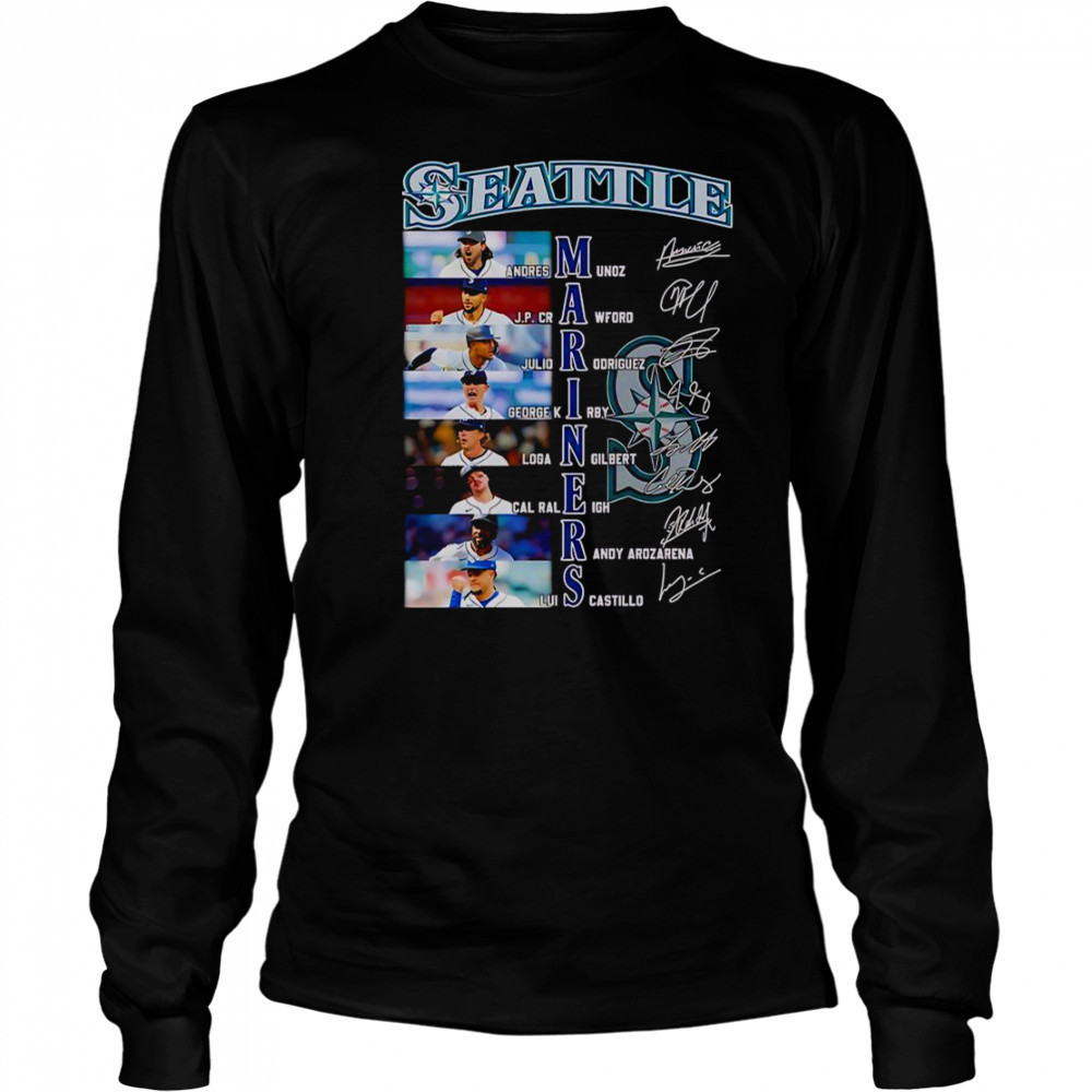 Seattle Mariners Andres Munoz JP Crawford Julio Rodriguez Signature T-Shirt Long Sleeved