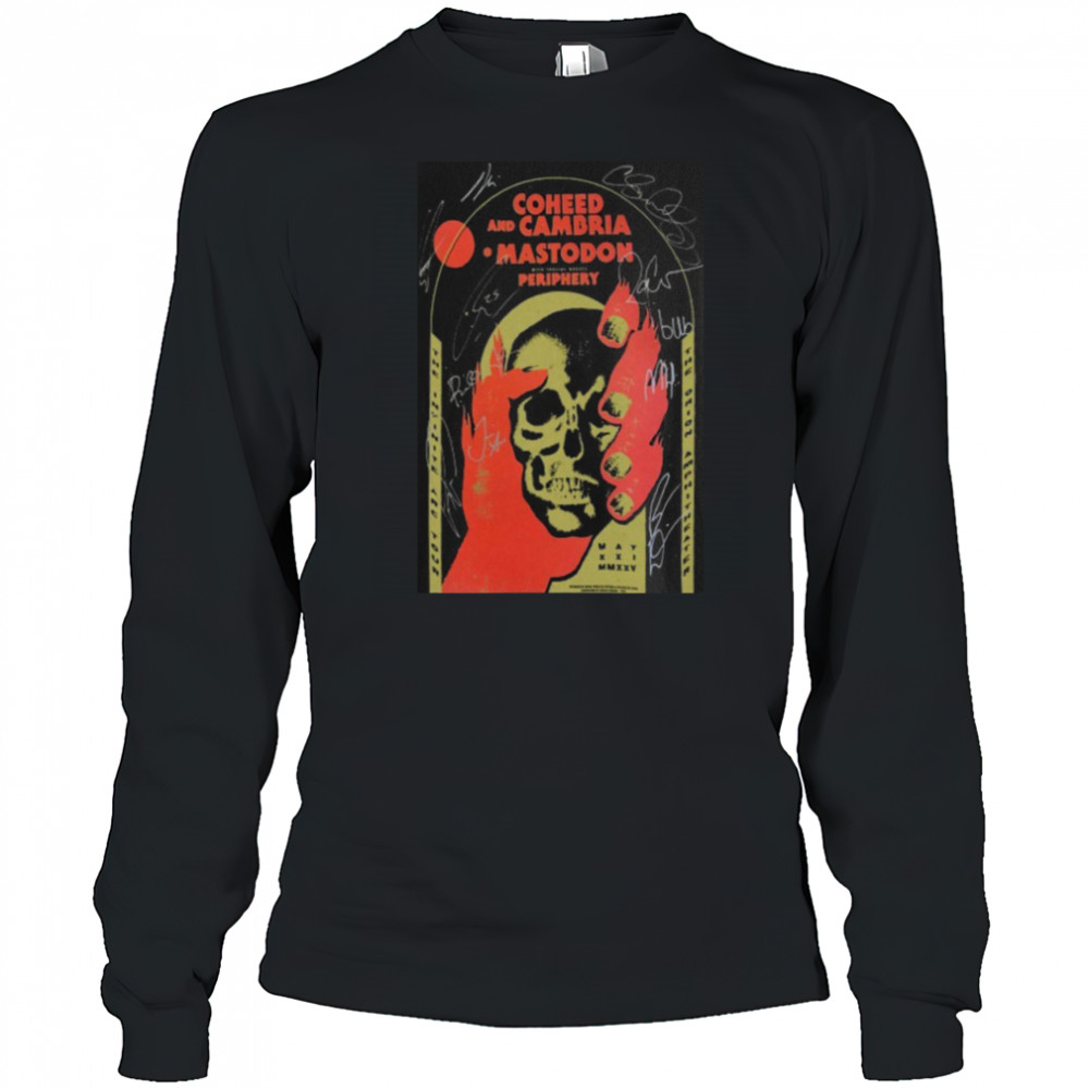 Signed Coheed And Cambria Mastodon Periphery Huntsville AL 2025 Skull Hand T shirts Long Sleeved