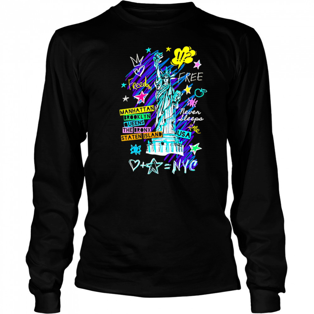 Statue of liberty cities of new york shirt Long Sleeved