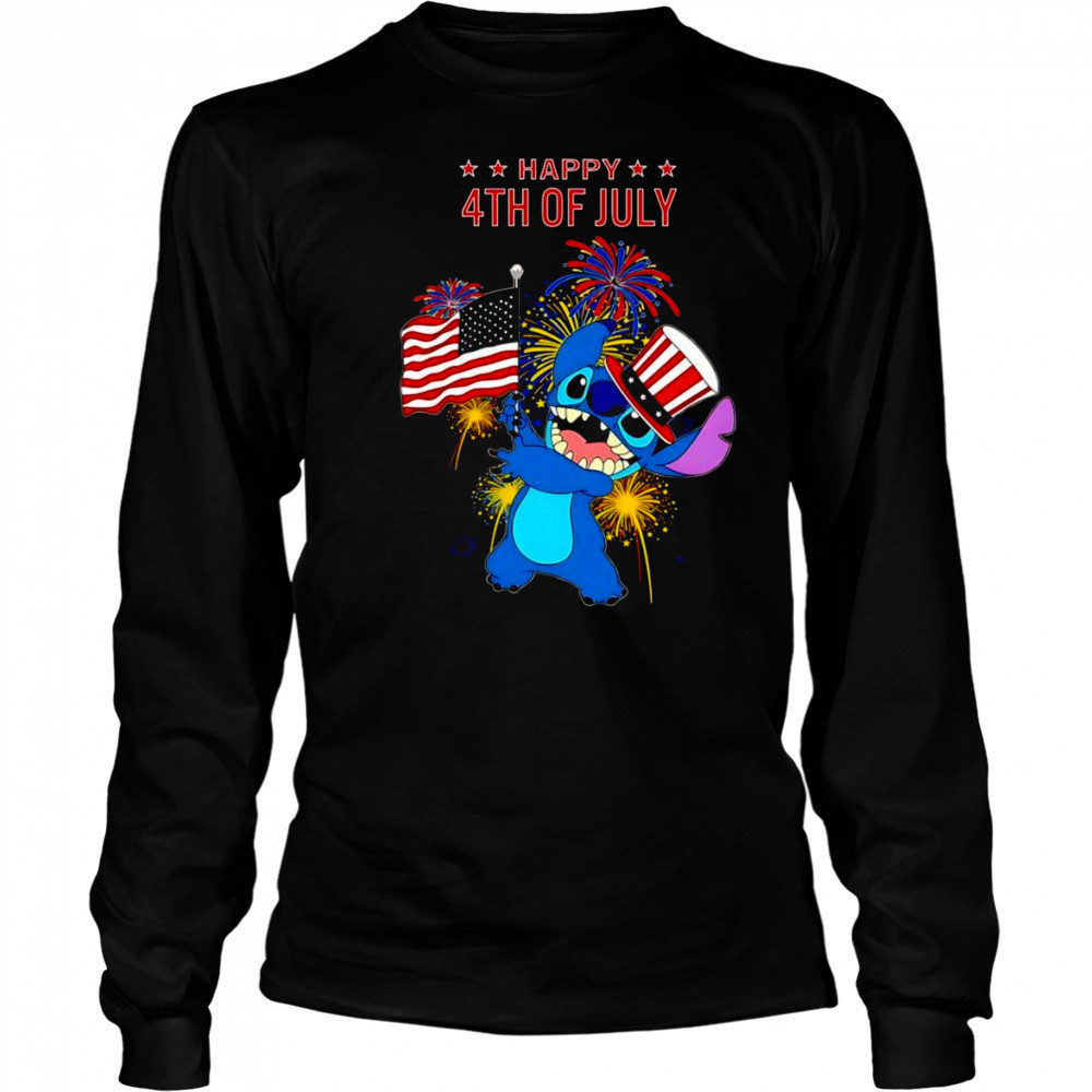 Stitch Happy 4th of July shirt Long Sleeved