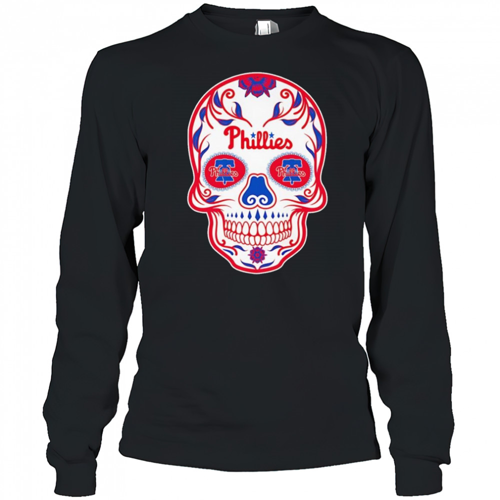 Sugar skull Philadelphia Phillies shirt Long Sleeved