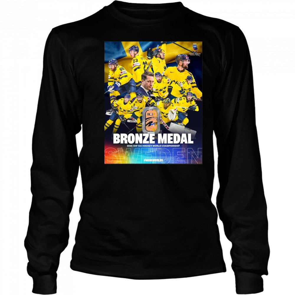 Swedish National Men’s Ice Hockey Back-To-Back Bronze Medal 2025 IIHF Ice Hockey World Championship Shirt Long Sleeved