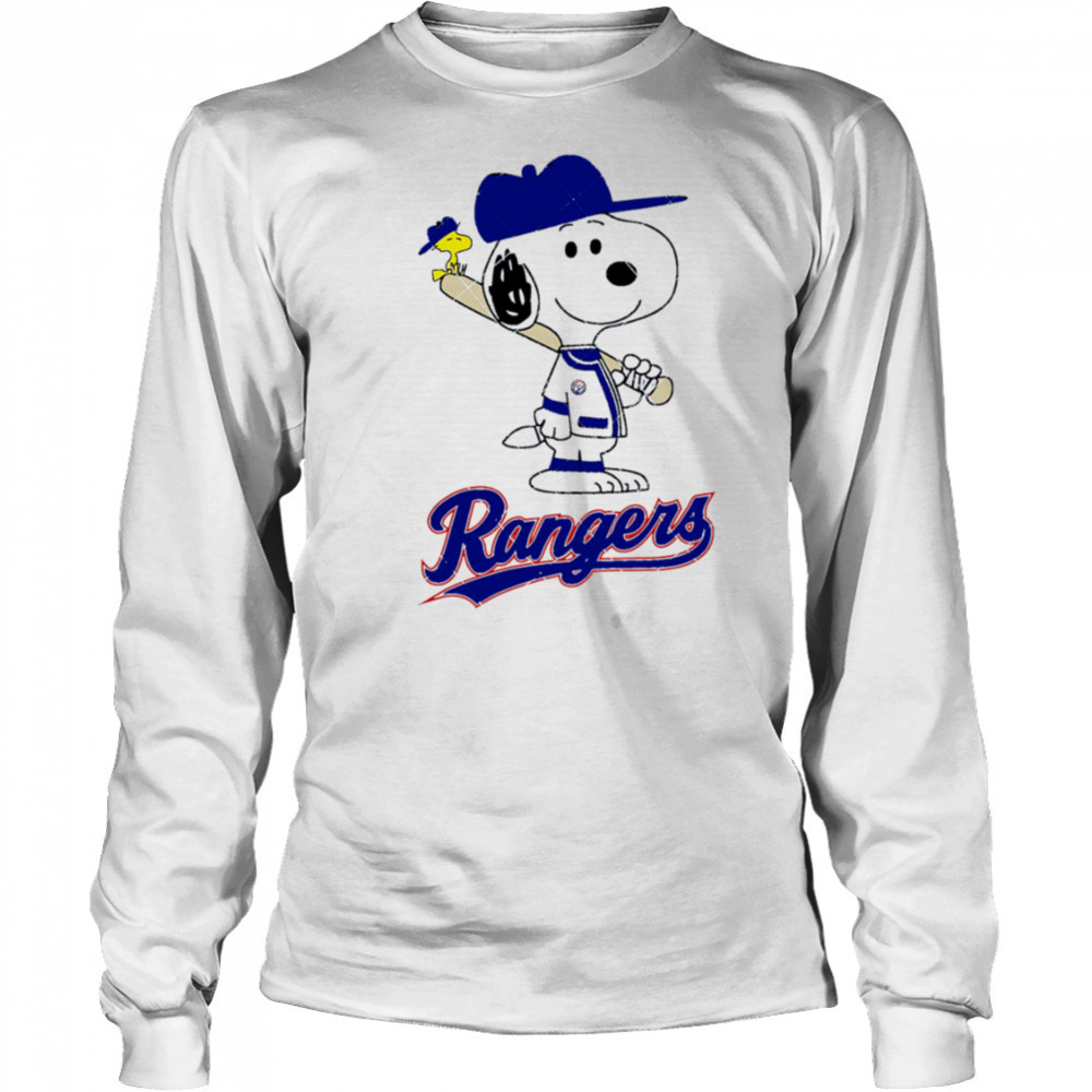 Texas Rangers Snoopy Baseball funny cartoon shirt Long Sleeved