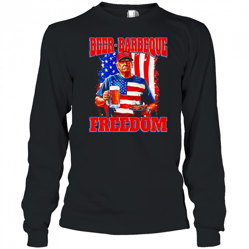 Trump 4th of July Beer Barbeque Freedom Long Sleeved