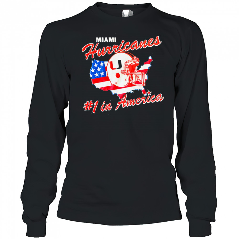 Miami Hurricanes #1 In America Helmet NCAA shirt Long Sleeved