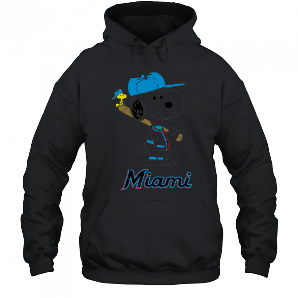 Miami Marlins Snoopy Baseball funny cartoon shirt Hoodie