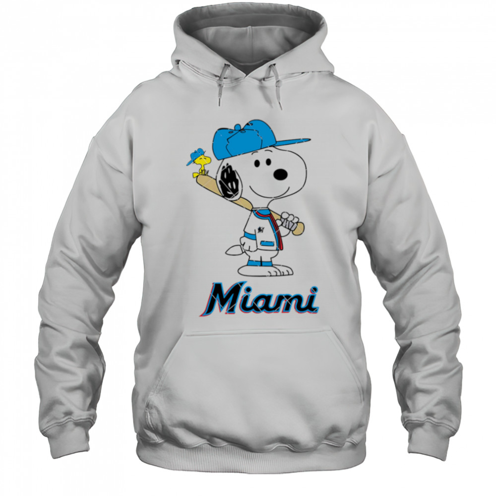 Miami Marlins Snoopy Baseball funny cartoon shirt Hoodie