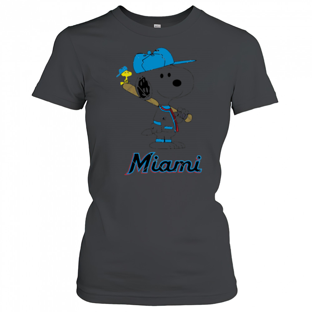Miami Marlins Snoopy Baseball funny cartoon shirt Women's T-shirt
