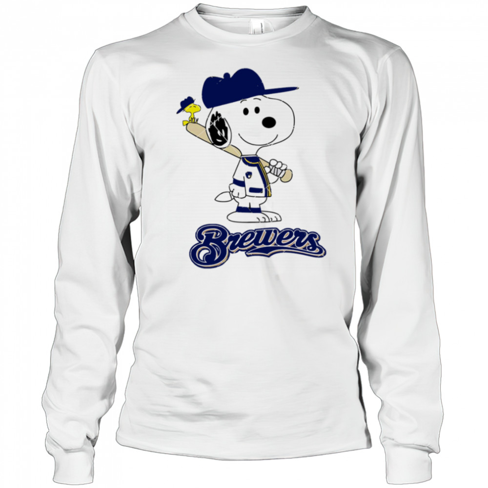 Milwaukee Brewers Snoopy Baseball funny cartoon shirt Long Sleeved