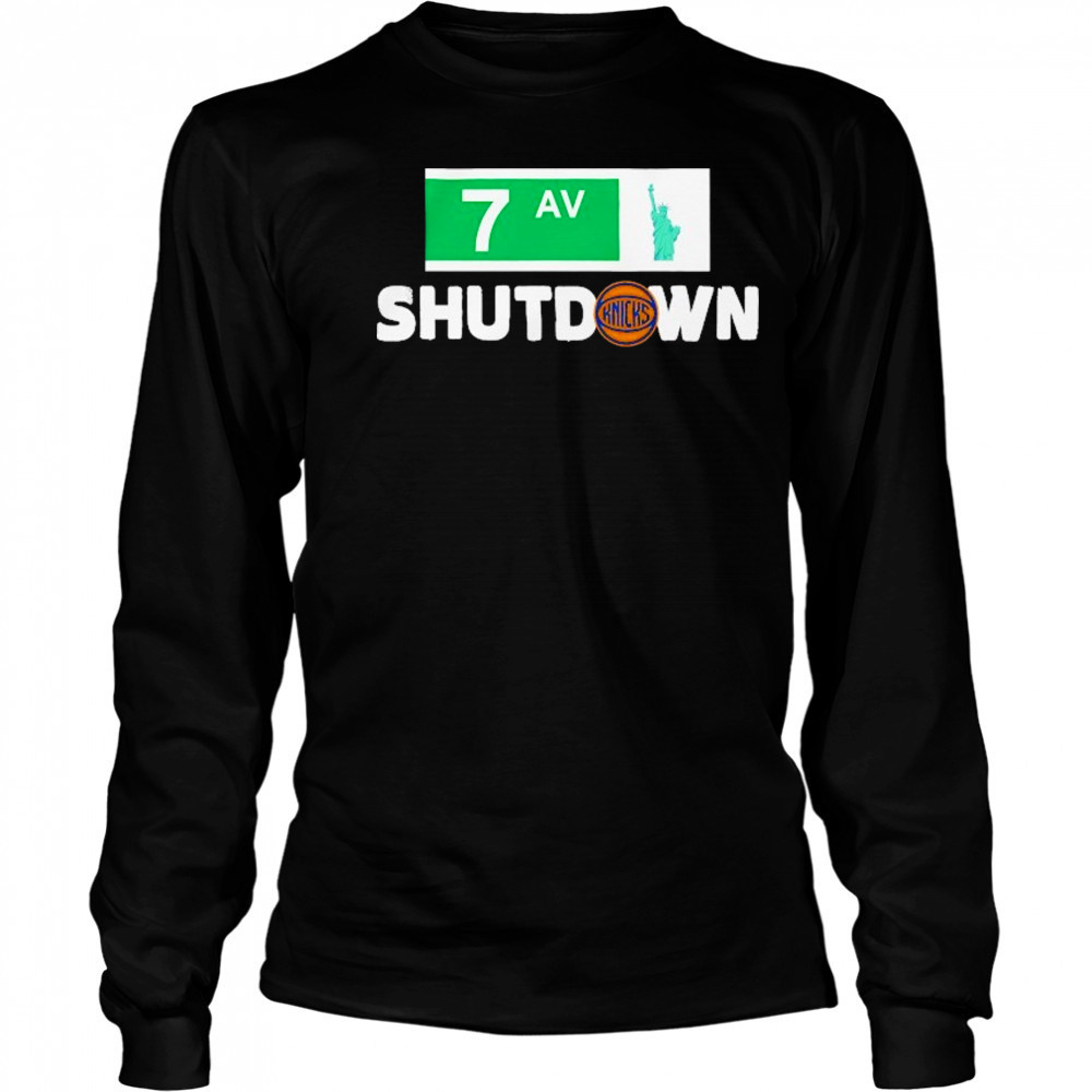 New York Knicks Stadium Essentials Black 7th Avenue Shutdown T-Shirt Long Sleeved