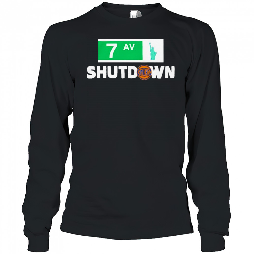 New York Knicks Stadium Essentials Black 7th Avenue Shutdown T-Shirt Long Sleeved