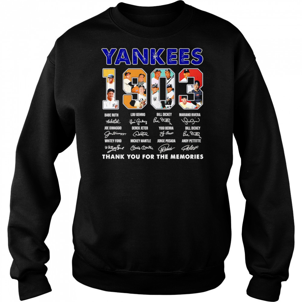 New York Yankees 1903 Signature Thank You For The Memories shirt Hoodie