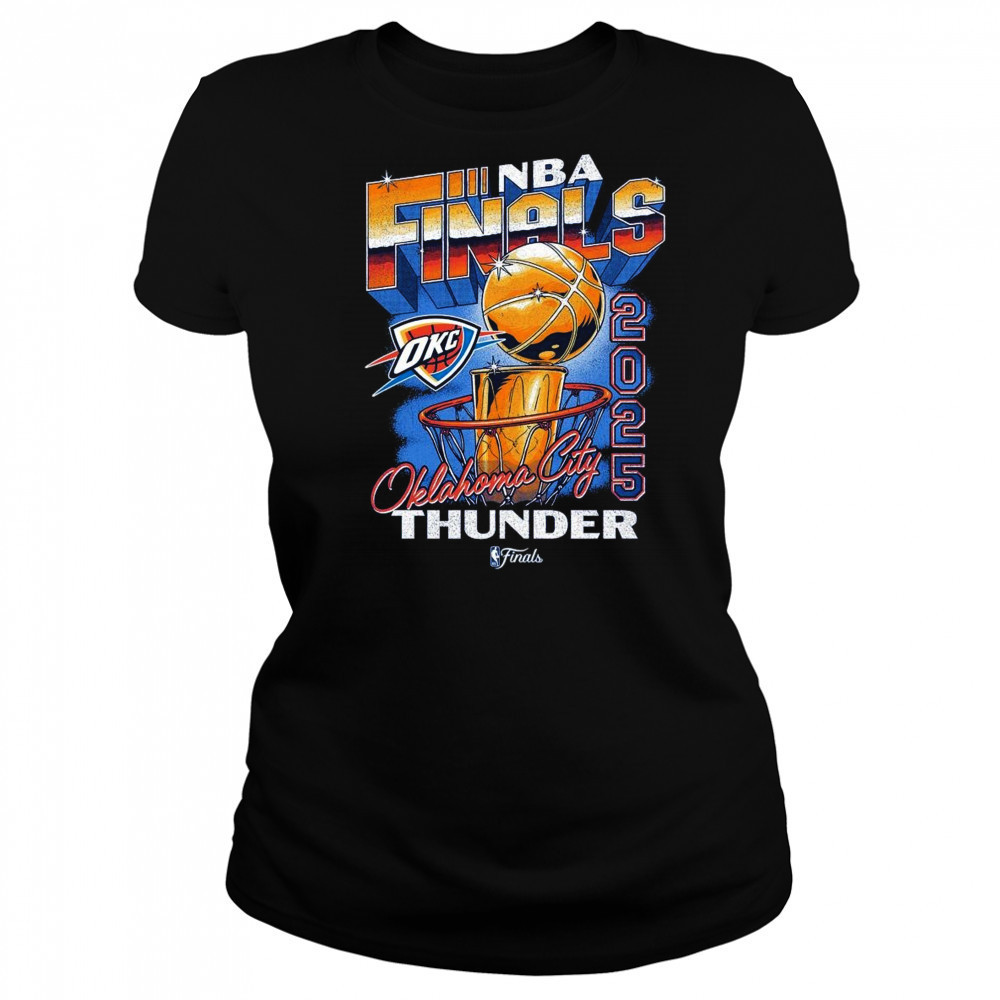OKC Thunder 2025 NBA Finals Vintage Hoop & Trophy Shirt Women's T-shirt